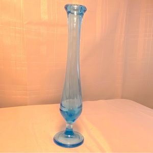 8.5 inch Mid Century Modern Vintage Sky Blue footed Stretch Bud Vase